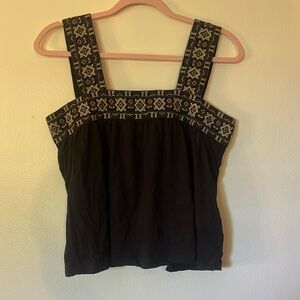 Lucky Brand Black Smocked Tank Top